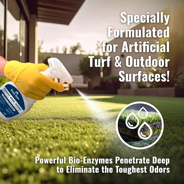URINE ZERO PET ODOR ELIMINATOR SPRAY – BIO-ENZYME CLEANER FOR DOG & CAT URINE | INSTANTLY REMOVES ODORS ON ARTIFICIAL GRASS, CARPET, RUGS & TILE | PET & KID SAFE, 32 OZ READY-TO-USE