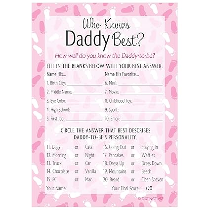 Amazon Com Who Knows Daddy Best Baby Shower Game Cards 20 Count Amazon Com Who Knows Daddy Best Baby Shower Game Cards 20 Count