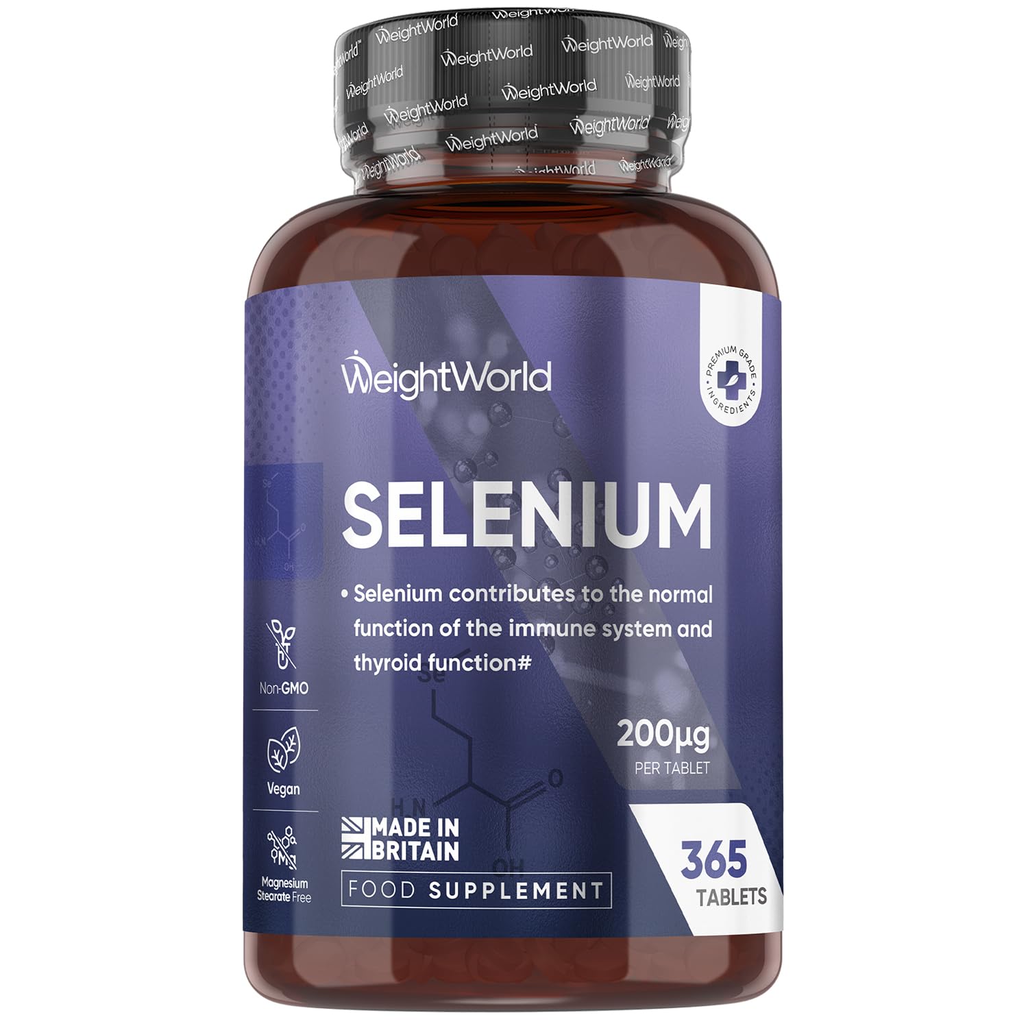 Selenium Supplements | 200mcg | 365 Tablets | 1 Year Supply | Bioavailable L-Selenomethionine Form | 1 per Day | Small in Size (6mm) | Vegan & Non-GMO Selenium Tablets | Made in the UK