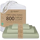Threadmill 800 Thread Count 100% Cotton Sheets - Luxury Sateen Weave Sage Green Twin XL Bed-Sheets, Better Than Egyptian Cotton,3 Pc Solid Bedding Set, Fits 15" Deep Pocket