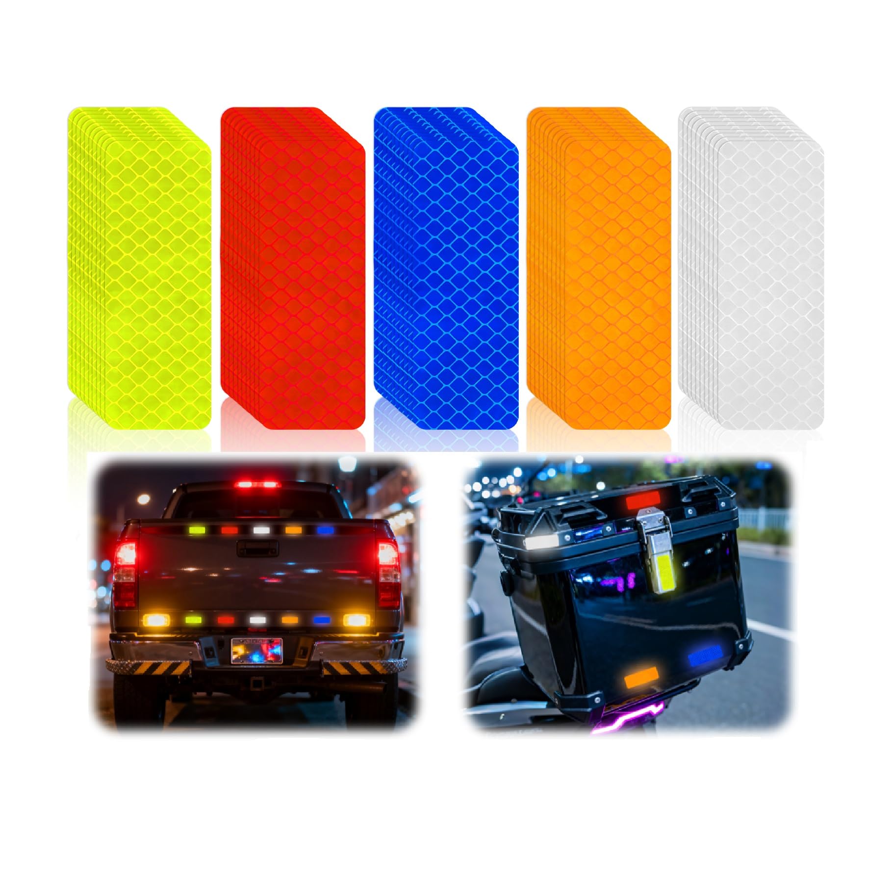 Photo 1 of 100pcs Reflective Stickers Hi Vis Reflective Tape Outdoor Waterproof Reflective Strips for Bikes Car Trailer Motorcycle Helmet Backpack Mailbox Scooter Golf Cart Clothing Post Red Yellow (100pcs)