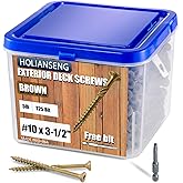 Deck Screws 3-1/2 Inch, #10 x 3-1/2, 5lb, 285Pcs Rust Resistant, Brown Epoxy Coated, Outdoor Screws, Torx/Star Drive, T25 Bit