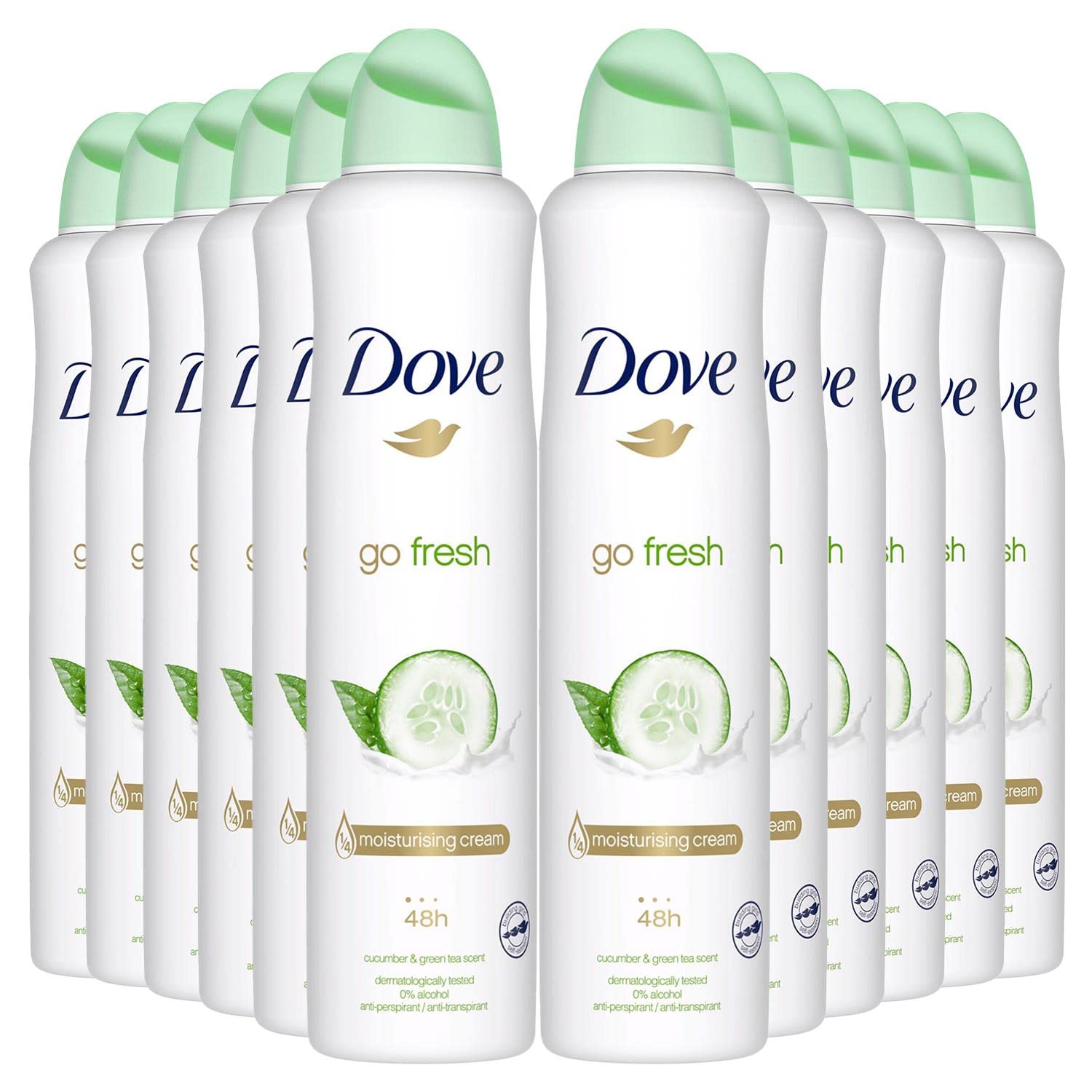 6x Dove Go Fresh Cucumber & Green Tea Deo Deodorant Spray 250ml 48h!