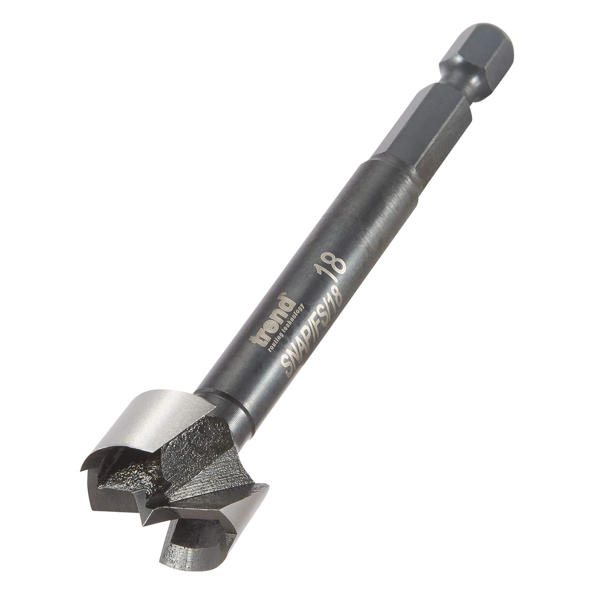 Trend Snappy 18mm Diameter Forstner Bit for Drilling in Softwood & Hardwood, Quick Release System Compatible, SNAP/FS/18