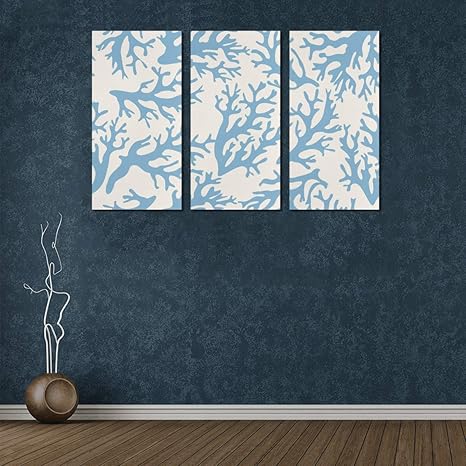 3 paneles de cocina, decoraciones de arte de pared, hermoso coral azul