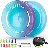 Professional Yoyo K2 Crystal,Responsive Yoyo for Kids Beginners | Dual Purpose Yoyos for Adults Advanced + Unresponsive Bearing + 12 Strings+Storage Bag + Bearing Tool , Blue Purple