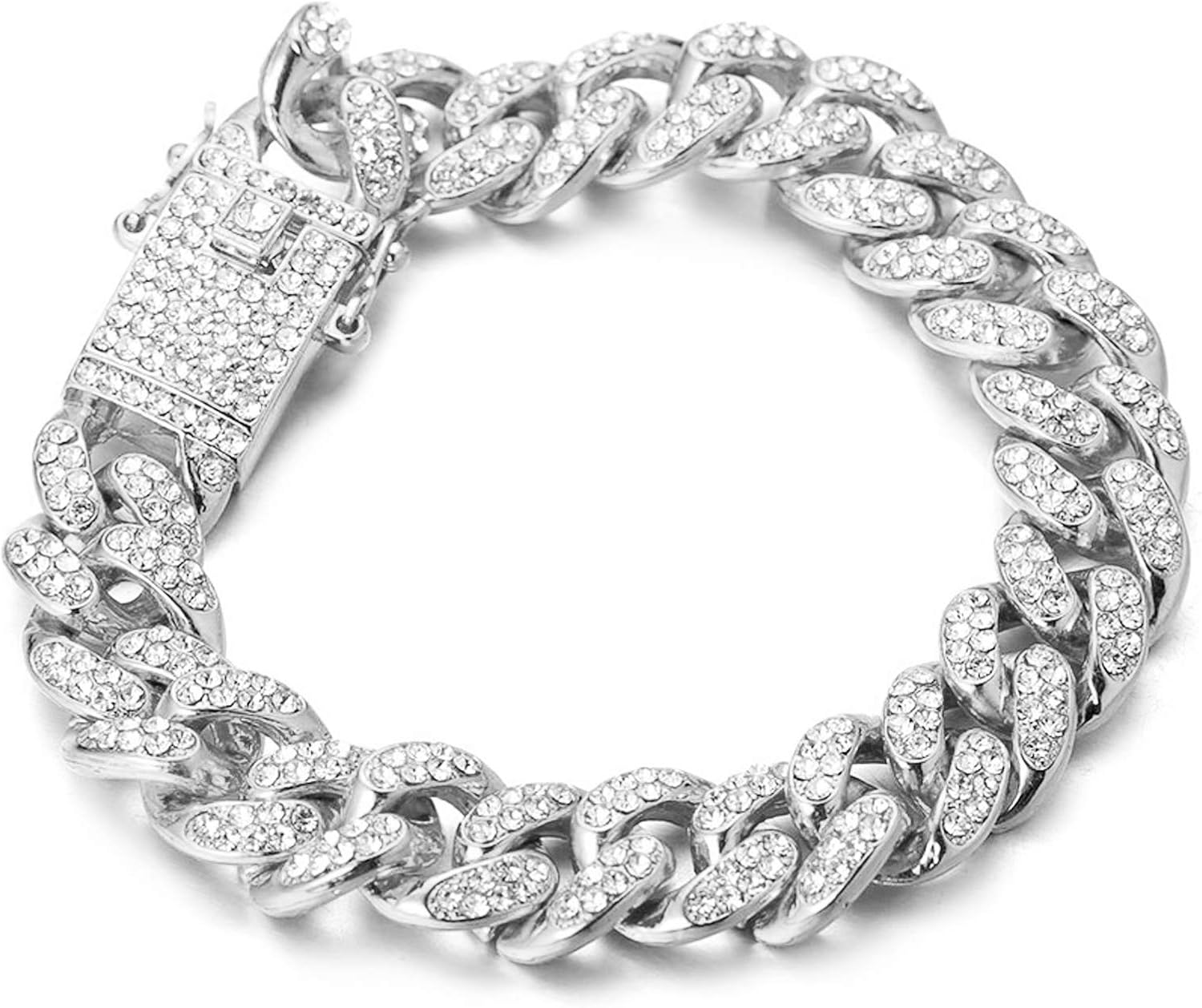 HALUKAKAH Orologio d'oro con Diamanti Multicolore,Uomo Platino Placcato Oro Bianco 40MM Larghezza Bianco Quadrante Quartz 21cm,Confezione Regalo Gratuita