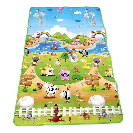 WXWS Waterproof Anti Skid Baby Play Crawl Floor Cartoon Mat for Kids (Large Size - 6 X 4 ft) with Carry Bag