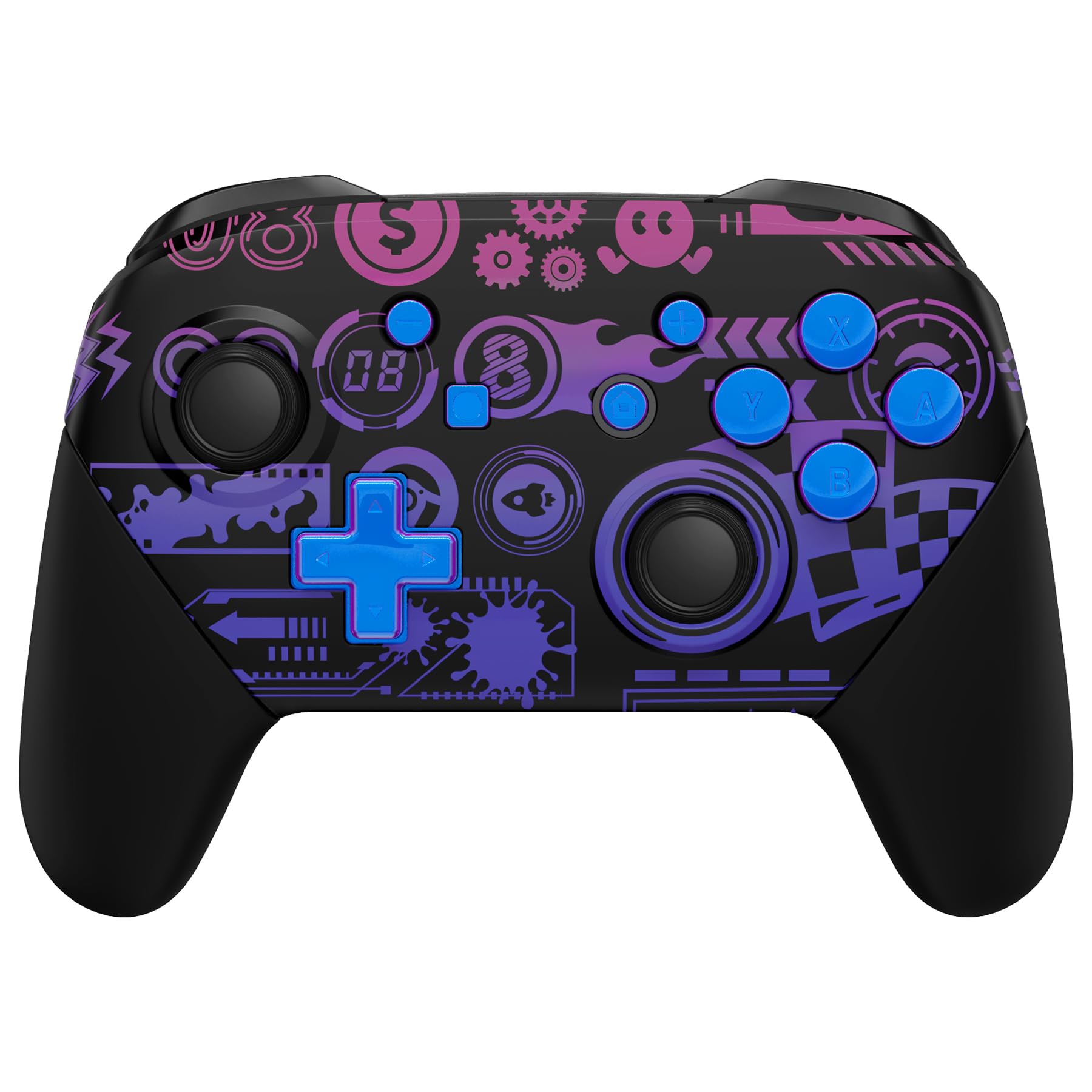 eXtremeRate Deluxe Championship Faceplate Backplate Handles for Nintendo Switch Pro Controller, Replacement Hand Grip Housing Shell Buttons for Nintendo Switch Pro Controller - Controller NOT Included