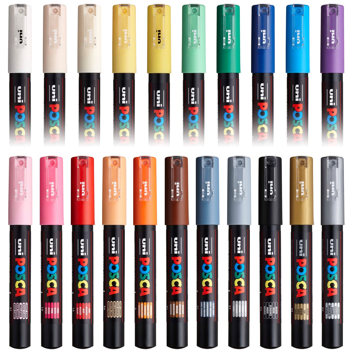 Posca PC-1M Paint Art Marker Pens - Fabric Glass Metal Pen - Full Range Set of all 21 Colours - In Gift Wallet Packaging