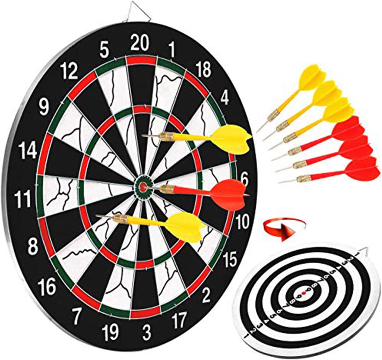 BATTOP Double-Sided Dart Board for Kids w/ 6 Steel Tip Darts,Excellent Indoor Outdoor Darts Game and Party Games for Teenage Boys Toy Gift & Adults Family Time Leisure Sport