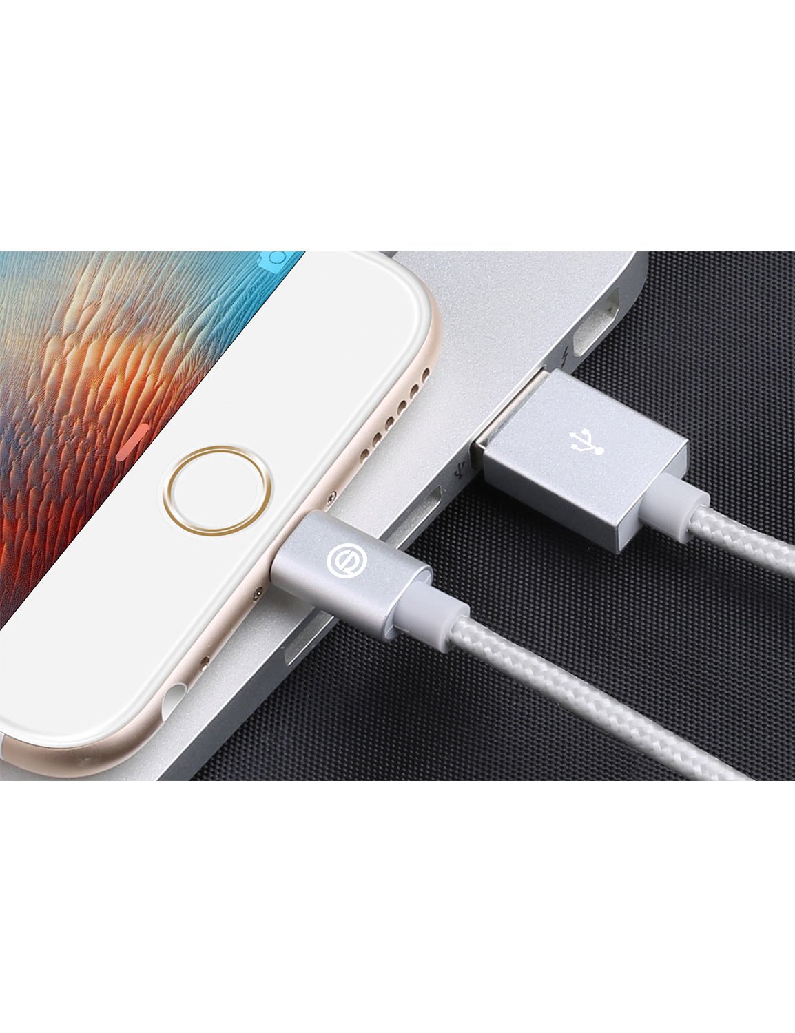 Apple MFi Certified- OPSO Nylon Braided USB Charging Cable/Cord with Lightning Connector for iPhone 7 6s 6 Plus 5s 5,iPad Pro mini iPod 1M / 3.3 ft - Silver