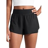 CRZ YOGA Girls 2 in 1 Dolphin Athletic Shorts | High Waisted, Quick Dry, Lightweight, Pockets, Split, for Teen