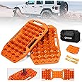 BUNKER INDUST Offroad Traction Boards with Jack Base,Pair Multifunctional Recovery Tracks Tire Traction Mat Snow Mud Sand Ramp-Orange 4X4 ATV UTV Car Traction Pads with Carry Bag