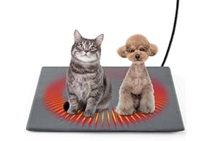 NIGWET Cat Heating Pad Indoor Outdoor, Pet Heating Pad for Cats Dogs Puppy with 5 Level Timer and 6 Level Temperature, Heated Cat Bed with Durable Non-Bite Tube Heated Cat Dog Bed Grey（18 ''*18 ''）