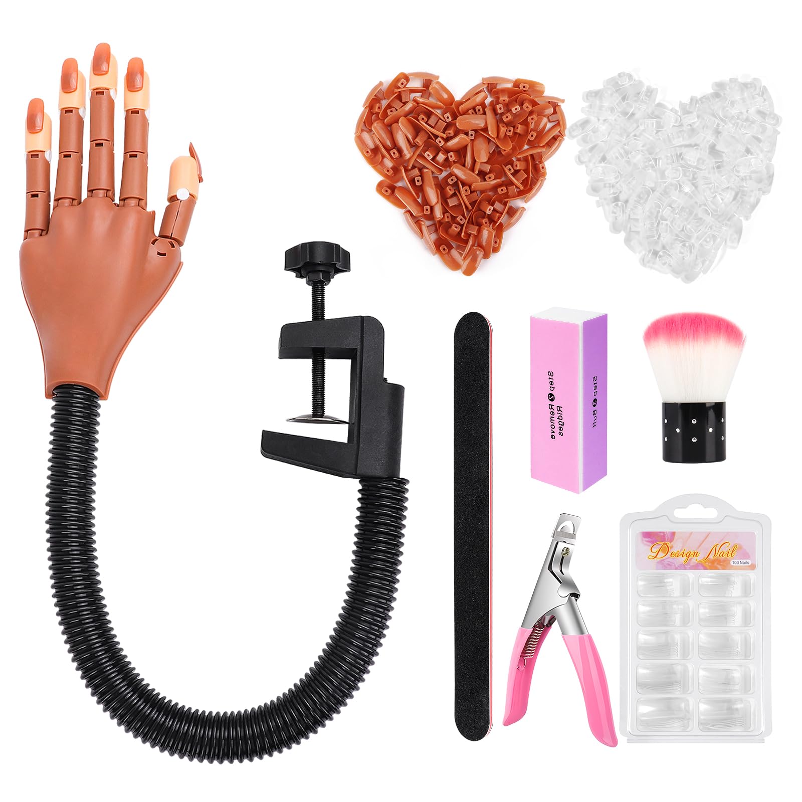 Nail Practice Hand for Acrylic Nails: Flexible Nail Hand Practice Model Set - Adjustable Nail Training Hand Manicure Kit for Beginners Salon