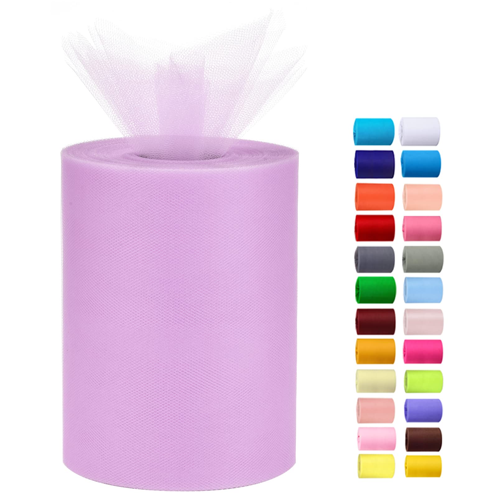 Photo 1 of Tulle Rolls 6” by 100 Yards (300 feet) Tulle Roll Spool Fabric for DIY Tutu Skirts Wedding Baby Shower Crafts Decorations Party Supplies(Lilac)