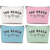 4PCS Beach Vacation Essentials Accessories Makeup Bag, Cute Cosmetic Bags for Women, Travel Toiletry Bag Girls Trip Weekend Beach Gifts for Women Sister Traveler Summer Vacation Mothers Day Birthday