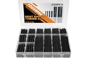 250 Pcs Heat Shrink Tubing Kit Ratio 4:1 for Wires,Marine Grade Heatshrink Wrap,Black,1.77" or 3.54" Length