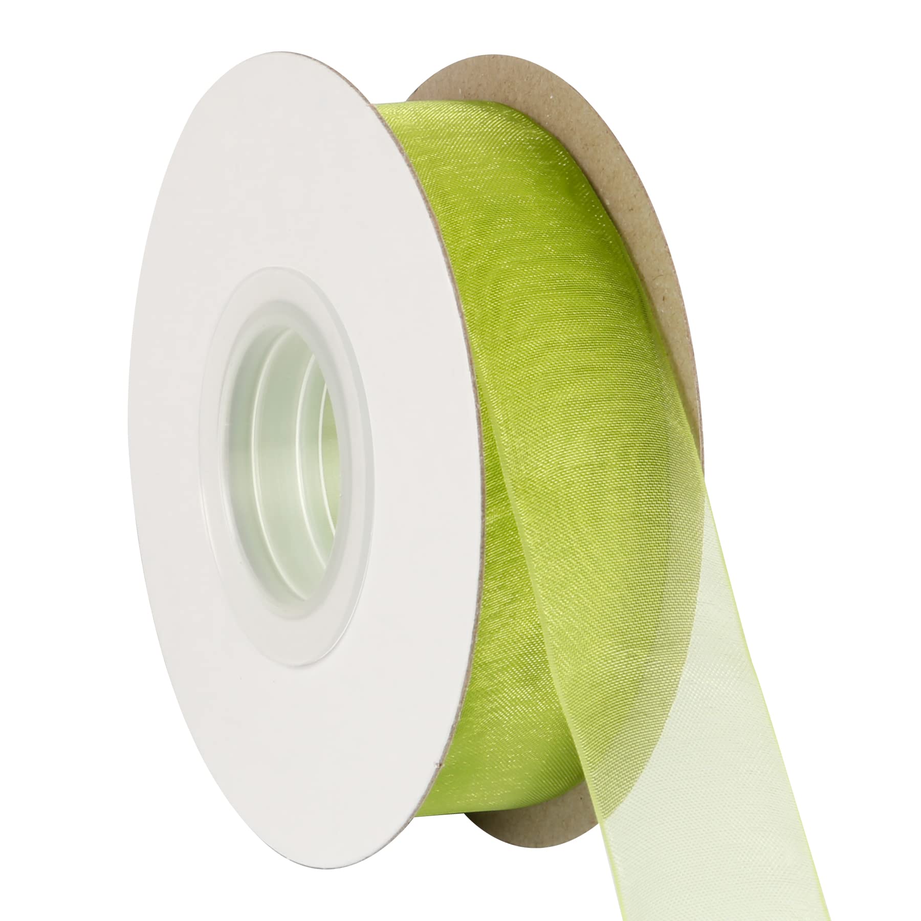 AVANAVA 25mm Wide Sheer Organza Ribbon Multi-Colors for Gift Wrapping Bouquet Wedding Decoration Floral Arrangement - 45 Meters (Apple Green)