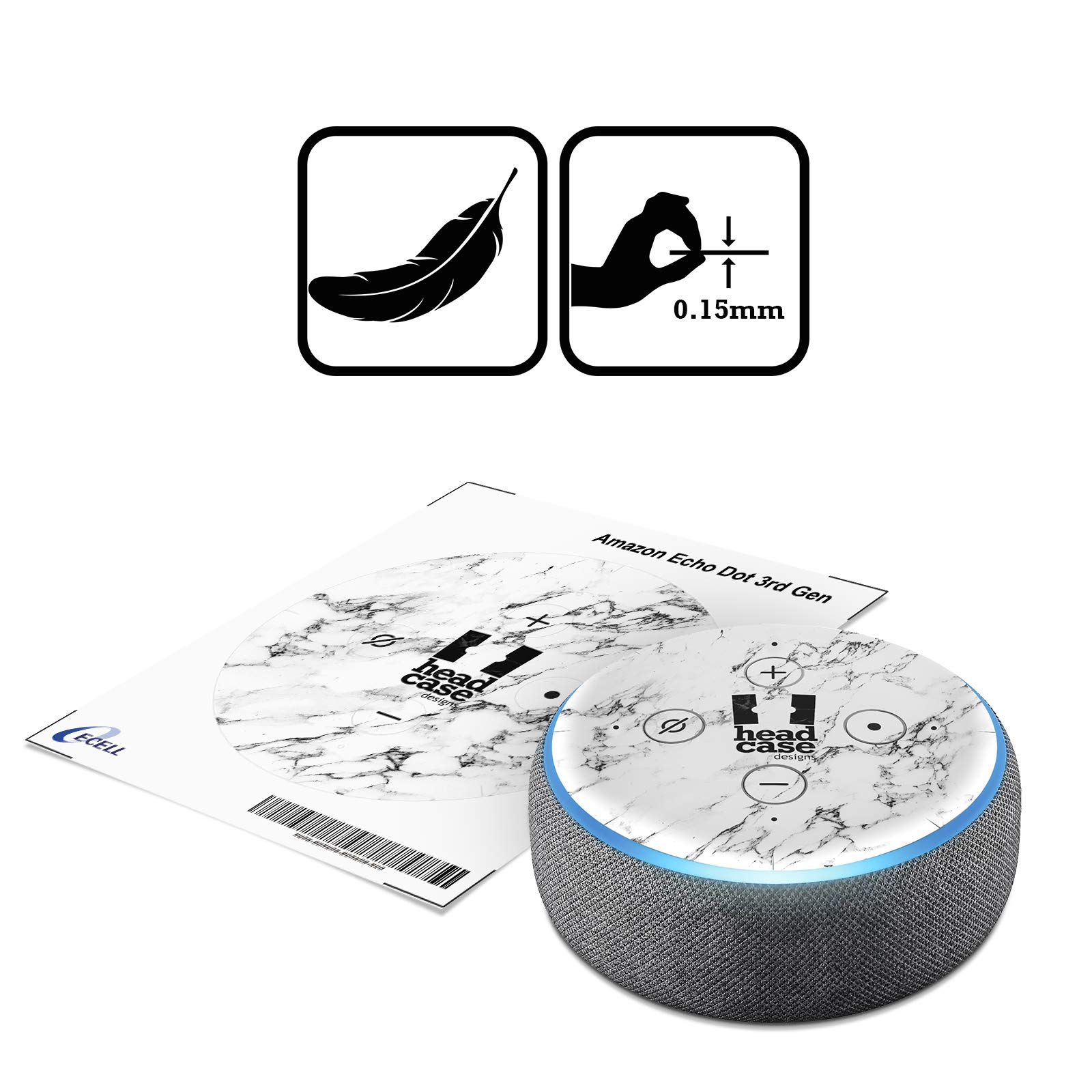 Head Case Designs Officially Licensed Alyn Spiller Carbon Fibre Plain Art Mix Vinyl Sticker Skin Decal Cover Compatible with Amazon Echo Dot (3rd Gen) - Skin only Echo Dot (3rd Gen) is NOT Included