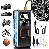 Tire Inflator Portable Air Compressor, 150PSI Cordless Air Pump For Car Tires, Bike Pump, Motorcycle, Balls, Portable Tire Inflator with Digital Pressure Gauge, 3X Fast Inflation, Auto Shut-off