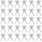 30 PCS Bows for Gift Wrapping Silver Pull Bows for Presents Valentine's Day Birthday Party Wedding Decoration Bow for Present Basket Holiday Gift