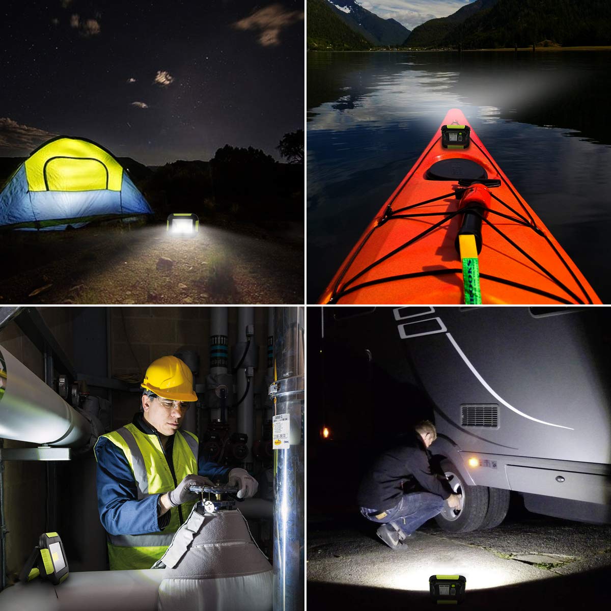 LE 10W Campinglampe, superhell 1000lm Wiederaufladbare Arbeitsleuchte mit 4400mAh Powerbank, Dimmbar Baustrahler mit 3 Lichtmodi, für Stromausfällen, Zelt, Camping, Notfall usw 6