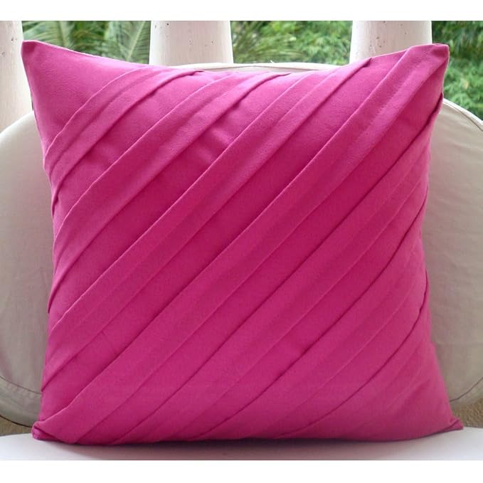 Designer Fuchsia Pink Euro Pillow Covers 26x26 inch, Suede