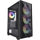 RAIDMAX V217 ATX Mid Tower Mesh Gaming PC Case, High Airflow Front Panel Design, 4X 120mm ARGB Fans Pre-Installed, Tempered Glass Side Panel, Supports 305mm GPU / 240mm Radiator (Black)