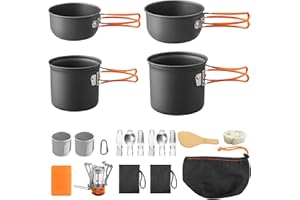 FUNYKICH Camping Pots and Pans Set, Non-Stick Camping Cooking Set, Lightweight Camping Cookware with Storage Bag for Camping,