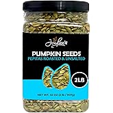 Jaybee's Unsalted Pumpkin Seeds 32 oz, Roasted Pepitas, Healthy Snack | Nutritious pepitas packed with protein and fiber, perfect for snacking or topping your favorite dishes.