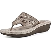 CLIFFS BY WHITE MOUNTAIN Women's Comate Rhinestoned Mini Wedge Flip Flop Sandal