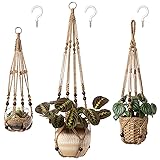Mkono 3 Pack Macrame Plant Hangers Indoor Different