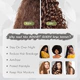 BONNET QUEEN Silk Bonnet Sleeping Cap Large Black for Curly Hair view 5