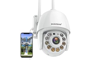 BOAVISION Security Camera Outdoor, Wireless WiFi IP Camera Home Security System 360° View,Motion Detection, auto Tracking,Two Way Talk,HD 1080P pan Tile Full Color Night Vision