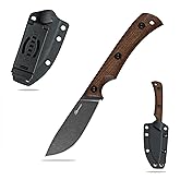 SDOKEDC Knives DC53 Steel Tactical Fixed Blade Knife Micarta Handle with kydex sheath for Men EDC Outdoor Camping Survival Hunting (Black+Micarta handle)
