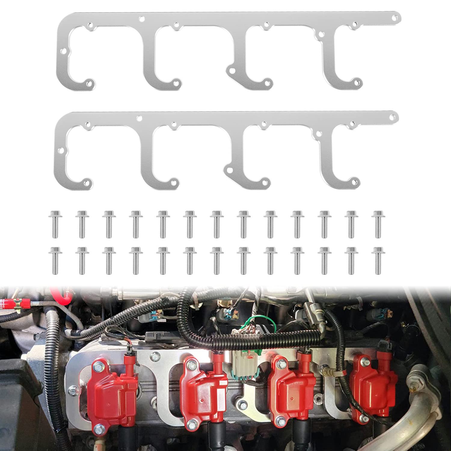 Photo 1 of For 5.3L LS Truck Square Ignition Coil Brackets Mount Valve Cover Fit for 12558693 D514A D510C D581 LSX Swap Heat Sink for LQ9 LS6 L92 L99 LS2 LS1 LS3 LQ4 L33 LR4