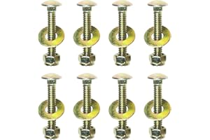 Metalsuberg 1/4" x 1-1/2" Carriage Bolt by Color Galvanization of Square Neck with Nylon Lock nut and Large Size Washer Assortment Kit,Carbon Steel,Grade 2.(8pcs Pack)