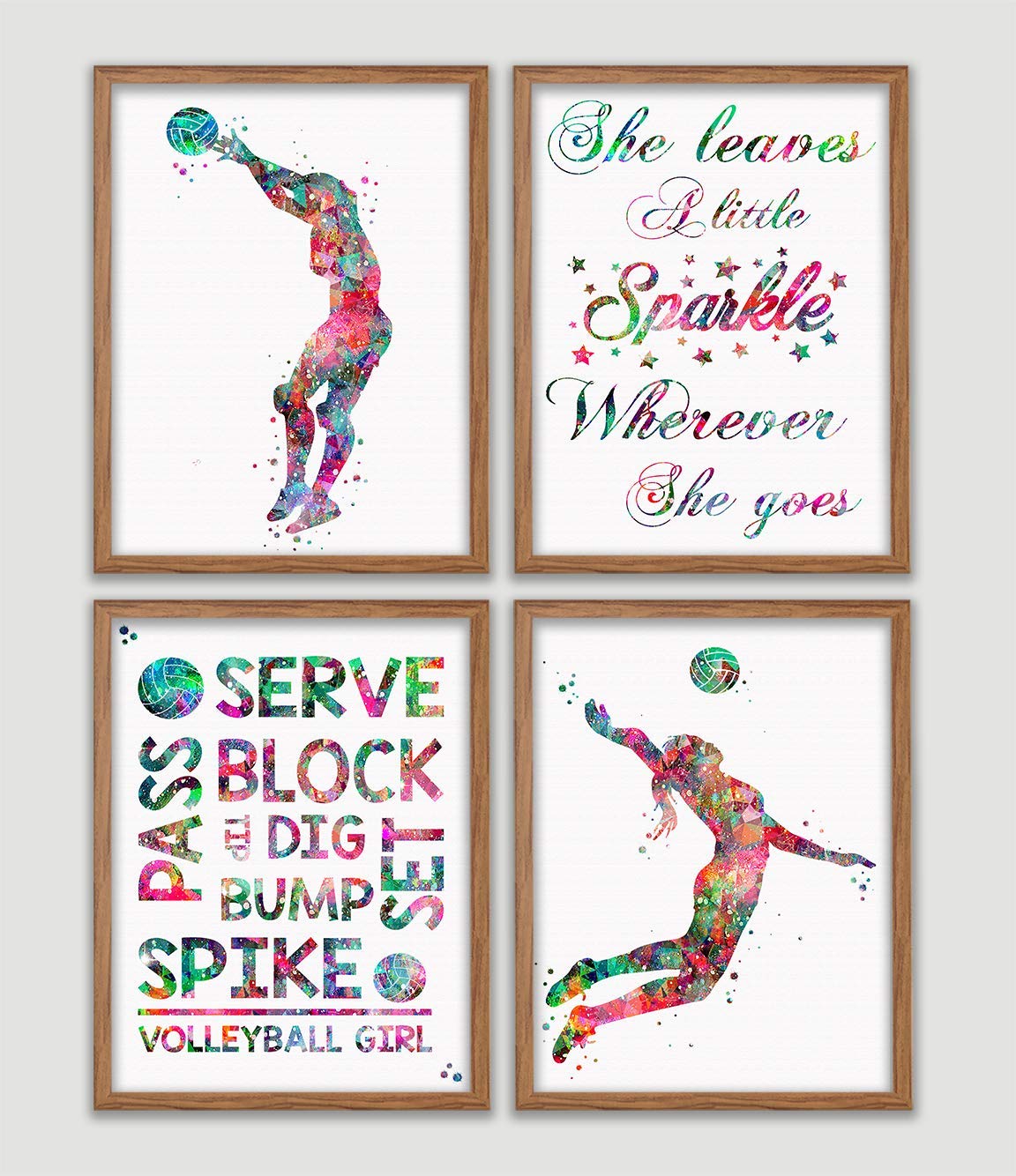 Volleyball Girl Player Print Set Nursery Home Decor Girls Room