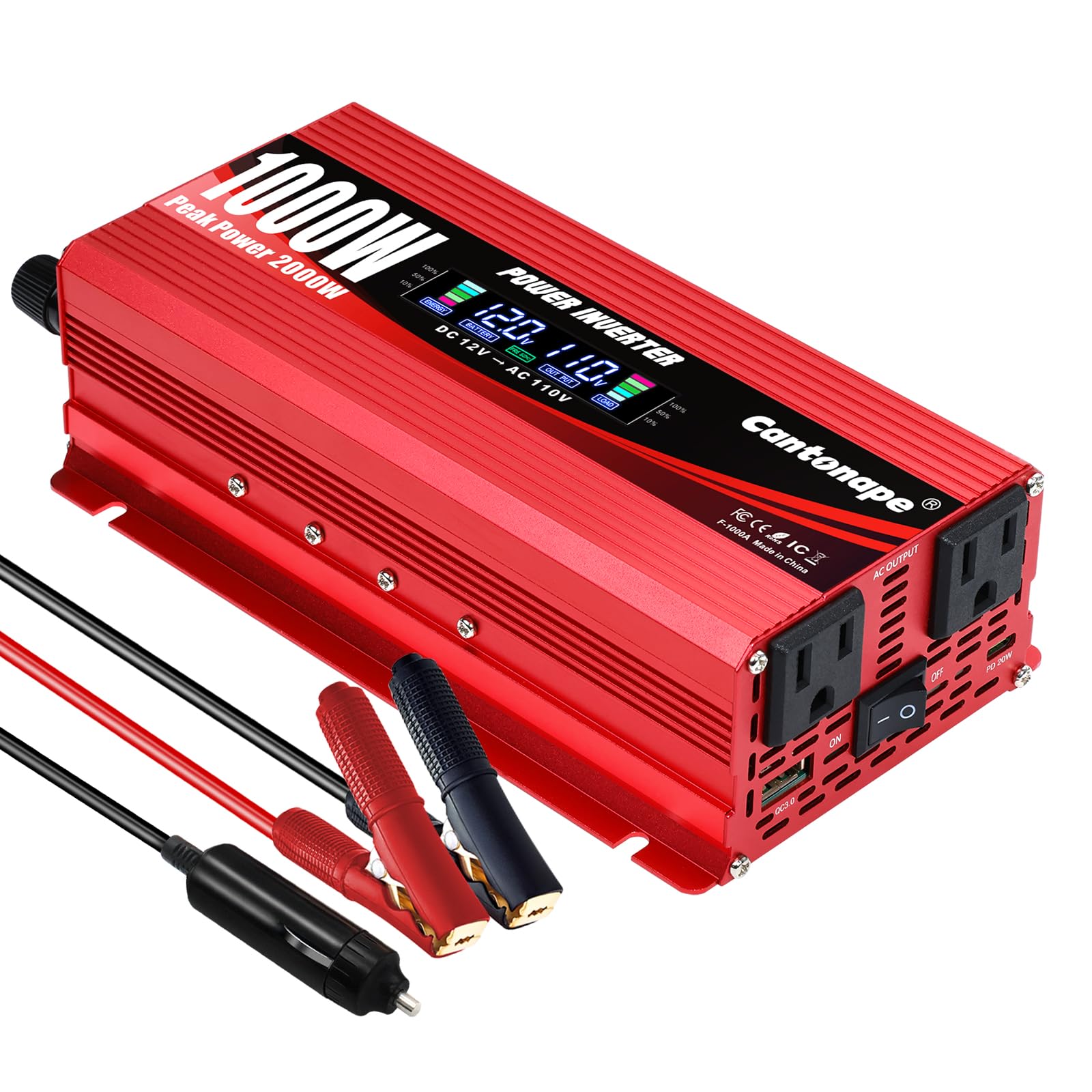 thumbnail image 2 of Gearzaar 2000W/4000W Power Inverter – 12V DC To 120V AC – Modified Sine Wave With LCD 2 of 6
