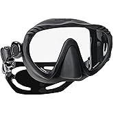 SCUBAPRO Ghost Scuba Dive Mask, Low-Volume Frameless Design w/Ultra Clear Single Lens, Silicone Skirt and Easy-Adjust Strap Buckles, Black