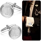 Mens Classic Stainless Steel Initial Cufflinks 26 Alphabet Initial Letter Cufflinks Business Wedding Shirts A-Z