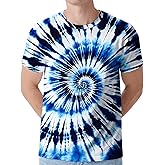 Eitqtbea Men's Tie Dye Shirt Hippies Senior Short Sleeve Tees Crew Neck T Shirts
