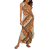 Hount Women's Casual Summer Sleeveless Dress Loose Split Maxi Dresses with Pockets