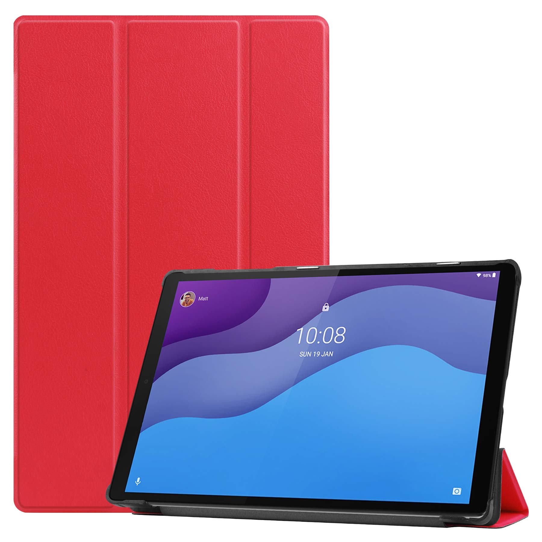 Lobwerk Cover for Lenovo Tab M10 2nd 2020 TB-X306F TB-X306X 10.1 Inch Tablet Case Slim with Stand Function and Auto Sleep/Wake Function Red