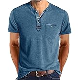 Angbater Mens Henley Shirts Short Sleeve Button T-Shirts Summer Athletic Lightweight Tee Shirts with Pocket