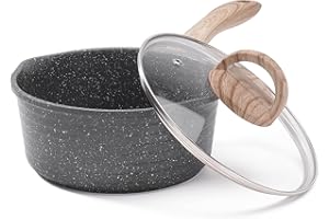 JEETEE 2.5 Quart Sauce Pan with Lid, Non Stick Small Pot with German Granite Coating, Masterclass Granite Stone Cookware Sauc