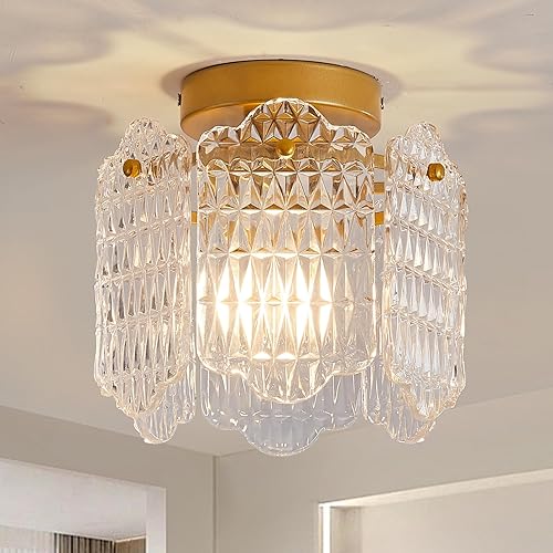 Dellemade Crystal Chandelier, 1-Light Ceiling Light Fixture, Modern Light Fixtures for Bedroom, Dining Room, Living Room, Kitchen, Hallway (#4121)