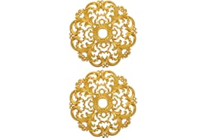 Levemolo 2pcs Gold Ceiling Medallion: 12" Decorative Round Base 1.57" Hole for Light Fixtures and Chandeliers - European-Styl